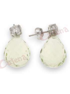 Σκουλαρίκια με πέτρες ζιργκόν, με στρογγυλή πέτρα, σε χρώμα λευκό, πράσινο, με φινίρισμα κανονικό επιπλατίνωμα