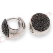 Σκουλαρίκια με στρογγυλή πέτρα, σε χρώμα μαύρο, με φινίρισμα μαύρο επιπλατίνωμα