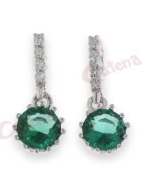 Σκουλαρίκια με στρογγυλή πέτρα, σε χρώμα πράσινο
