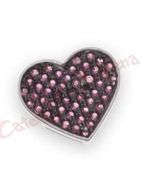 Μενταγιόν ασημένιο σε σχήμα καρδιάς με ροζ πέτρες ζιργκόν κανονικό επιπλατίνωμα μαύρο επιπλατίνωμα