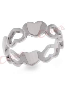 Δαχτυλίδι, σε σχήμα καρδιά, λουστρέ σε χρώμα λευκό με φινίρισμα λουστρέ, ροδίου