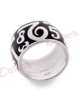 Δαχτυλίδι, χωρίς πετράδια από σμάλτο σε χρώμα μαύρο με φινίρισμα λουστρέ