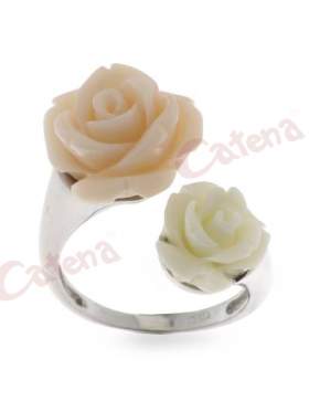Δαχτυλίδι, σε σχήμα σφαιρικό σε χρώμα λευκό, ρόζ με φινίρισμα λουστρέ