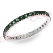 Δαχτυλίδι με στρογγυλή πέτρα ζιργκόν, σε χρώμα πράσινο, με φινίρισμα κανονικό επιπλατίνωμα, μαύρο επιπλατίνωμα