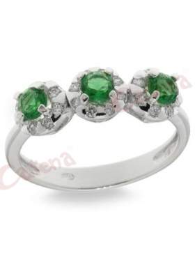 Δαχτυλίδι σε σχήμα λουλουδιού, με στρογγυλή πέτρα, σε χρώμα λευκό, πράσινο