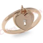 Δαχτυλίδι ασημένιο με ροζ επιχρύσωμα με σχέδιο καρδιά χωρίς πέτρες
