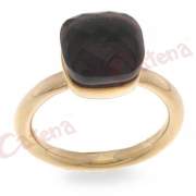Δαχτυλίδι ασημένιο ρόζ επιπλατινωμένο με πέτρα ζιργκόν σε χρώμα μαύρο μώβ