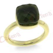 Δαχτυλίδι ασημένιο επιχρυσωμένο με πράσινη πέτρα ζιργκόν
