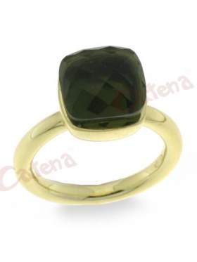 Δαχτυλίδι ασημένιο επιχρυσωμένο με πράσινη πέτρα ζιργκόν