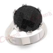 Δαχτυλίδι ασημένιο επιπιπλατινωμένο με μπλέ σκούρα πέτρα ζιργκόν με μικρές αντανακλάσεις