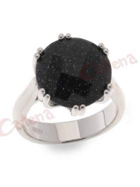 Δαχτυλίδι ασημένιο επιπιπλατινωμένο με μπλέ σκούρα πέτρα ζιργκόν με μικρές αντανακλάσεις